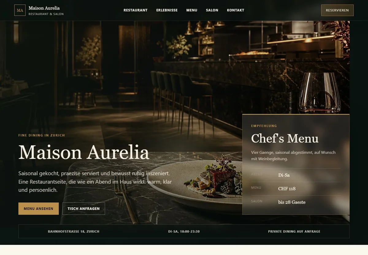 Entwurf der Studie Maison Aurelia — Gastronomie